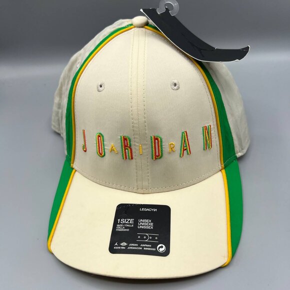 Air‎ Jordan Hat Men White Green Legacy 91 Jumpman Snap Back Cap New
